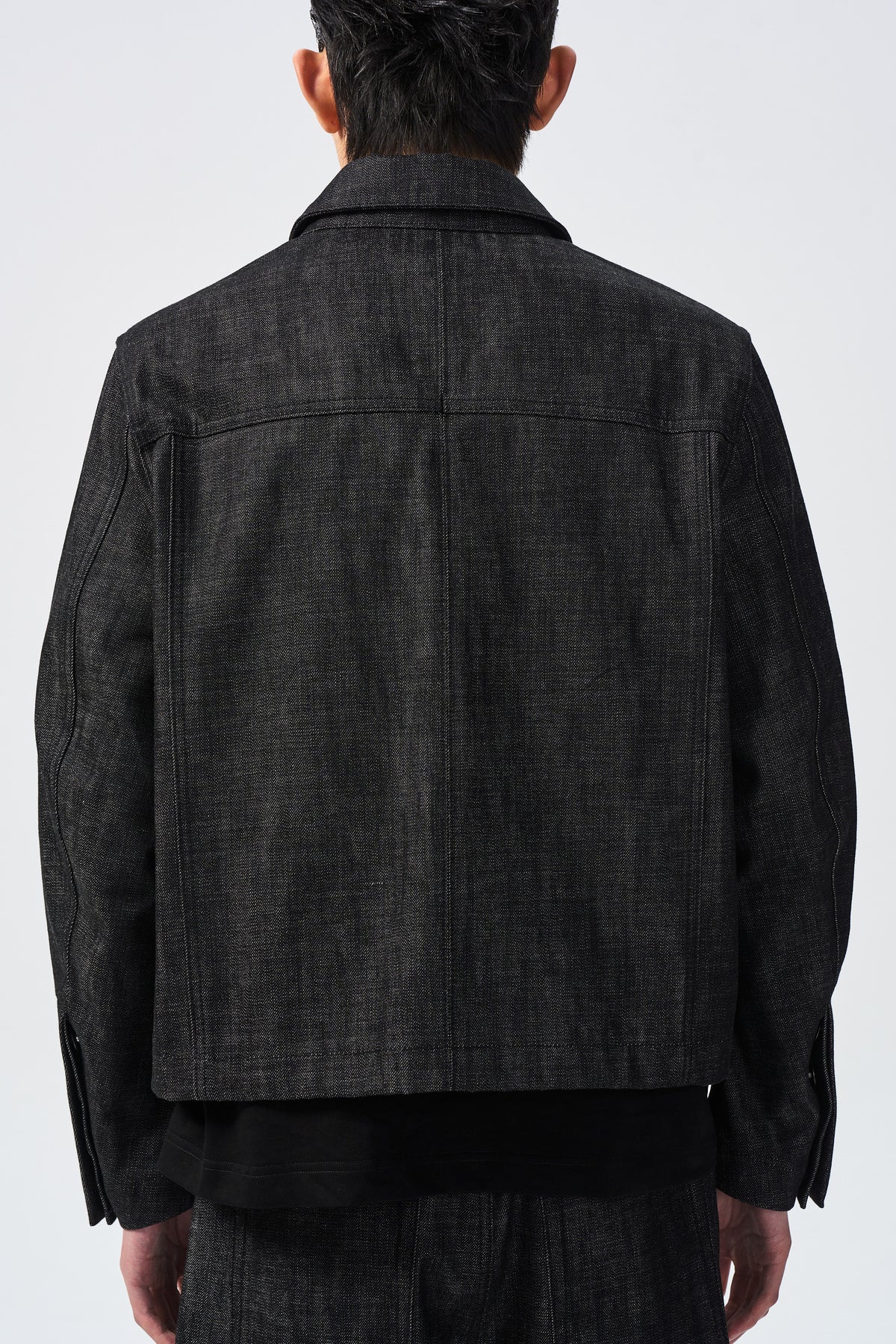 VALL AXIS JACKET — back yoke and denim detail — ATTEMPT AW26