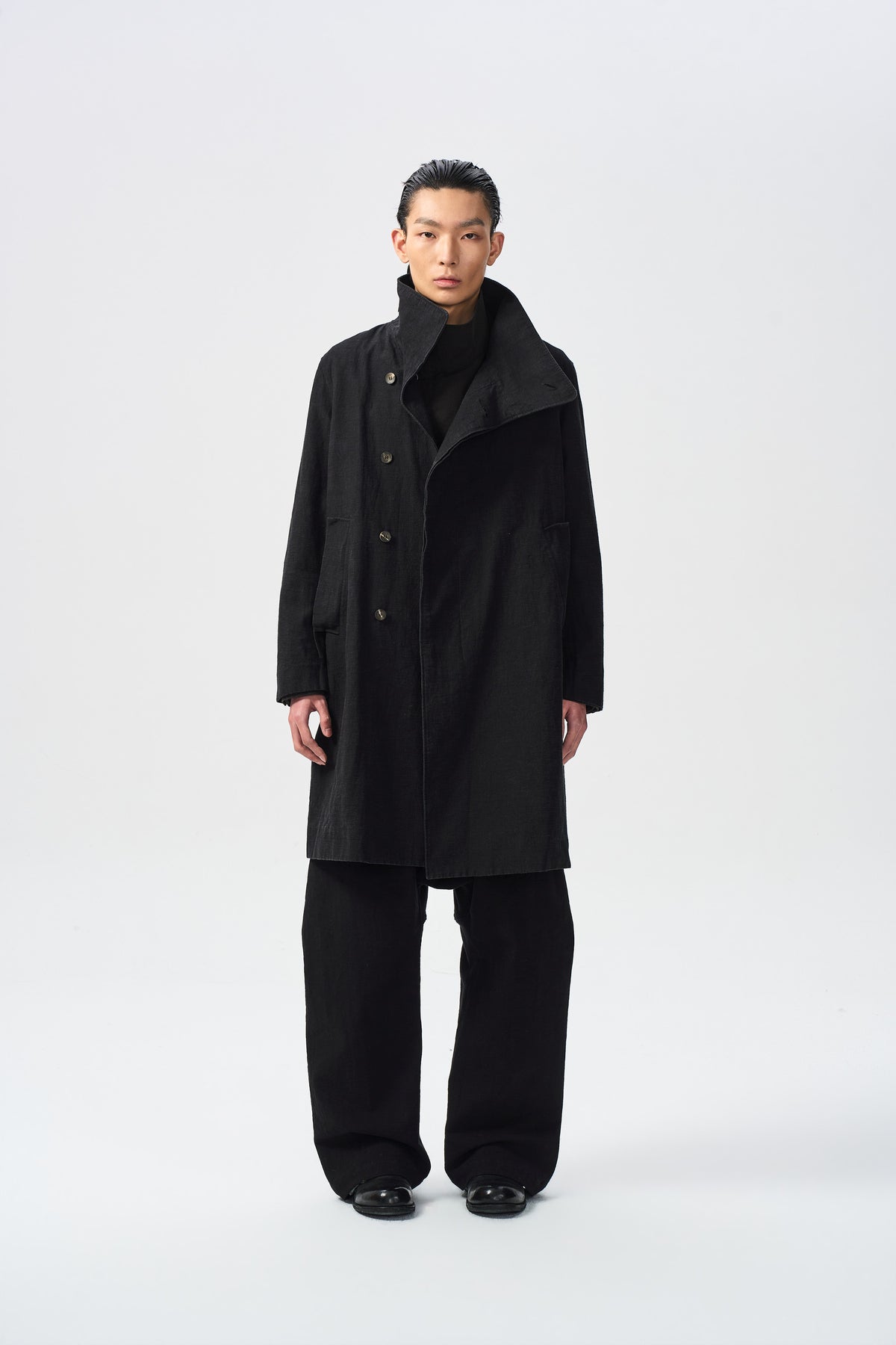 SENNE SPLIT COAT — front full view — ATTEMPT AW26