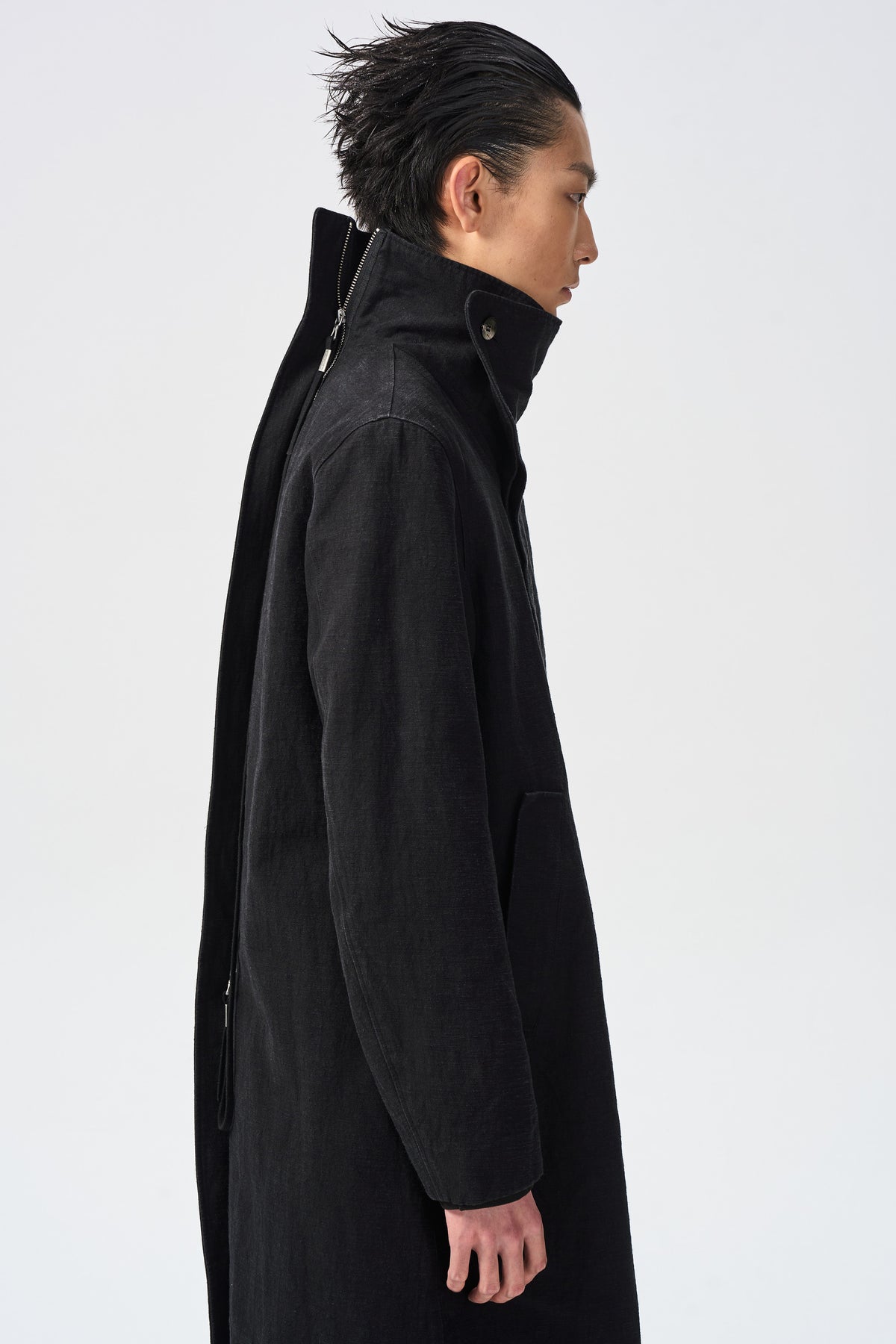 SENNE SPLIT COAT — rear collar opening detail — ATTEMPT AW26