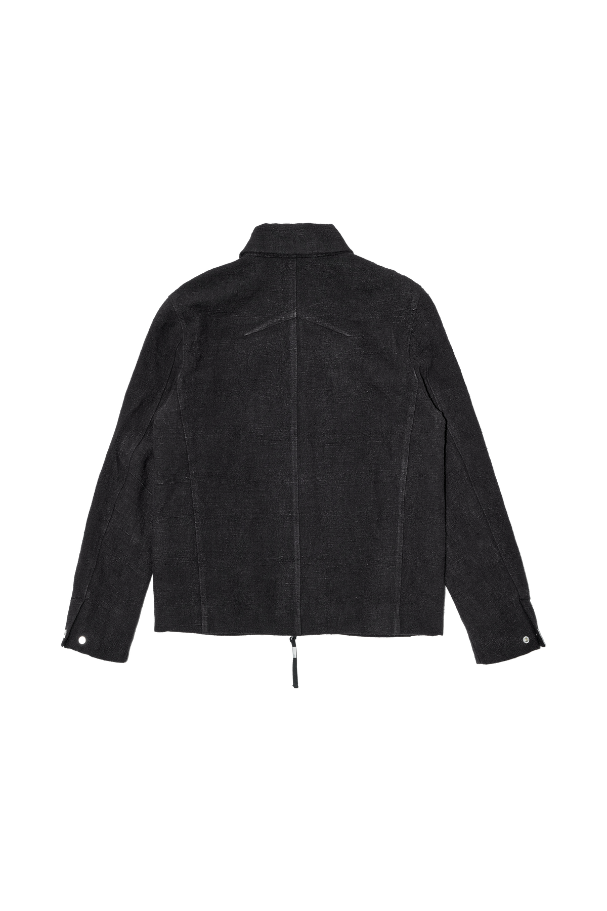 ATTEMPT MAREN ZIP JACKET in black linen-cotton – back flat lay on a transparent background
