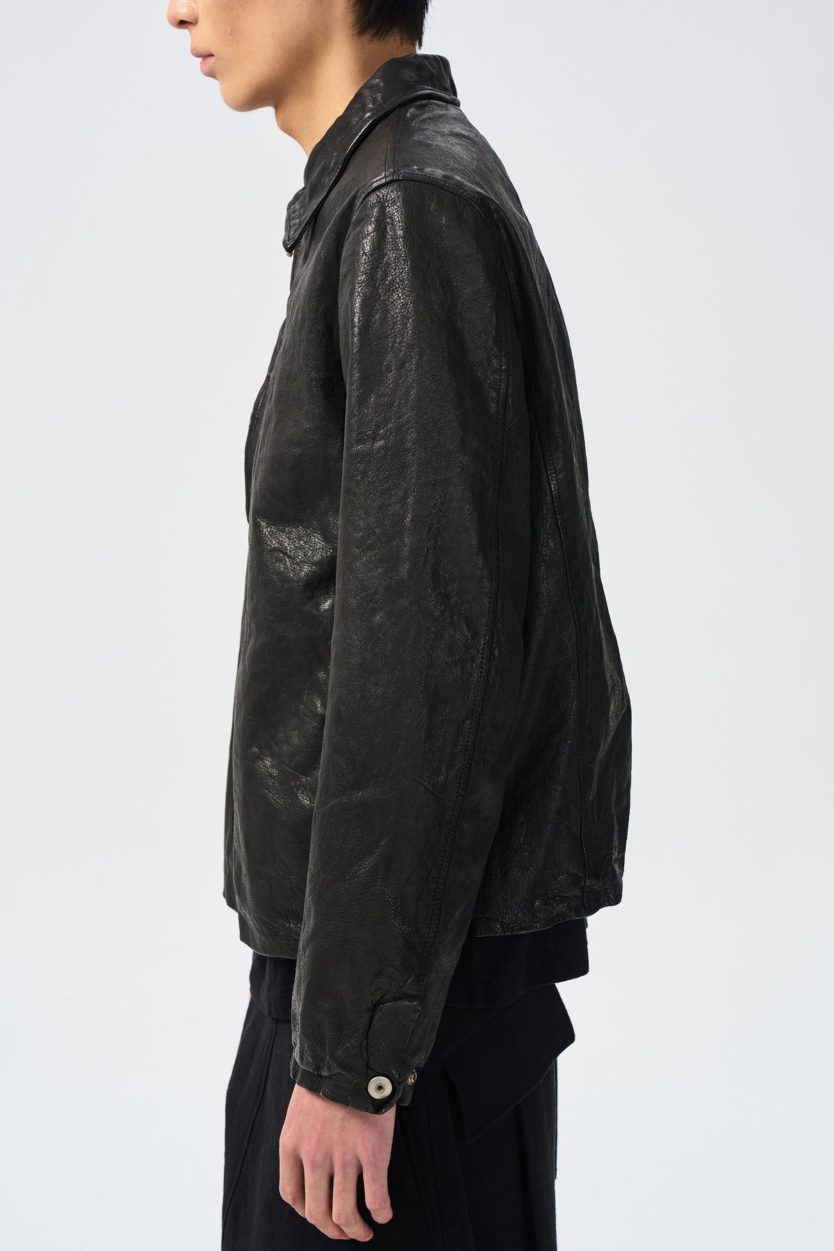 HORSEHIDE ZIP JACKET — cuff snap and side hem detail — ATTEMPT AW26