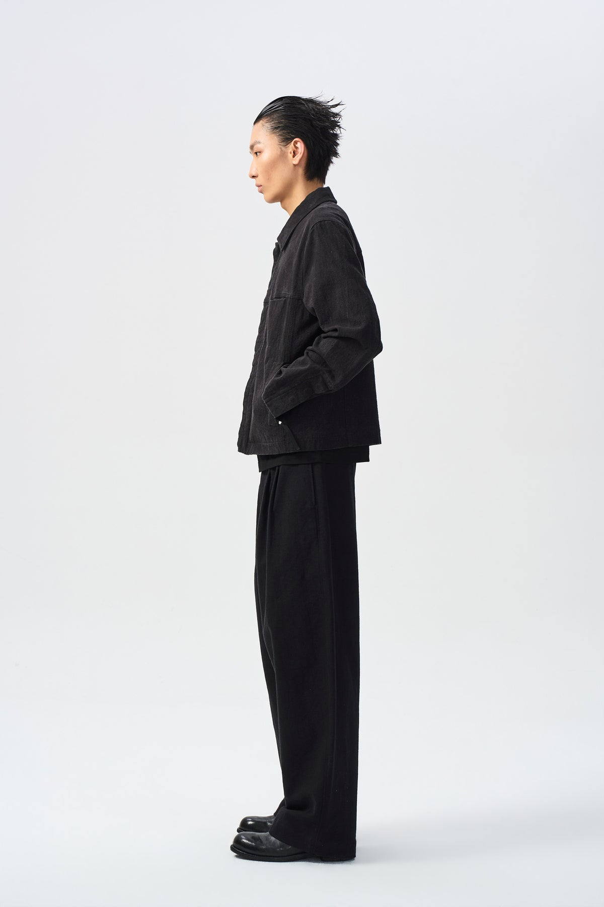 ORNE PLEAT TROUSERS — side full view — ATTEMPT AW26