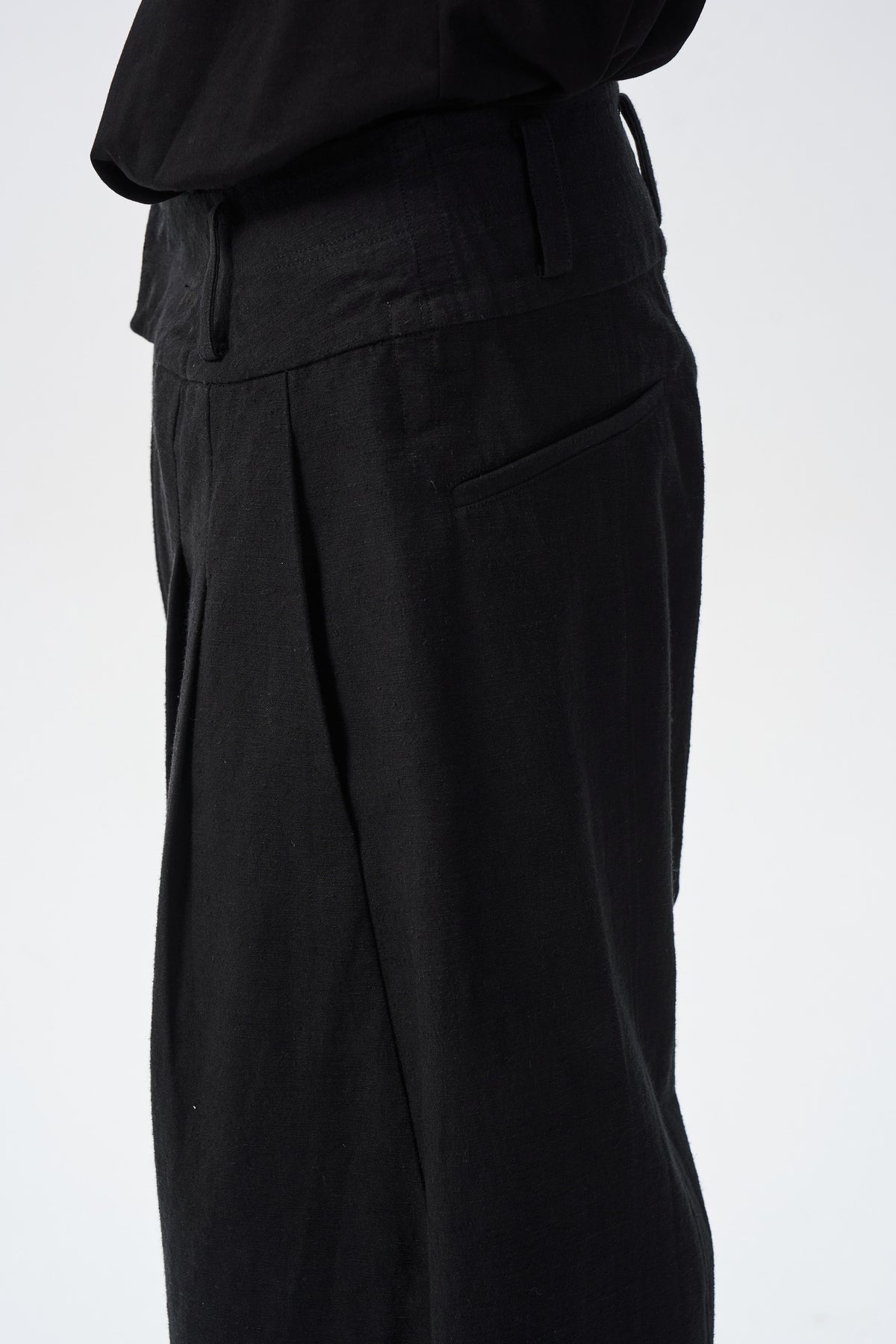 HORSESHOE TROUSERS — side pocket and waistband detail — ATTEMPT AW26