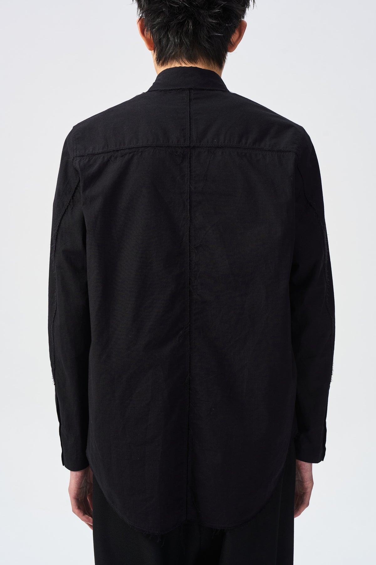 FAULT SEAM SHIRT — back yoke and hem detail — ATTEMPT AW26