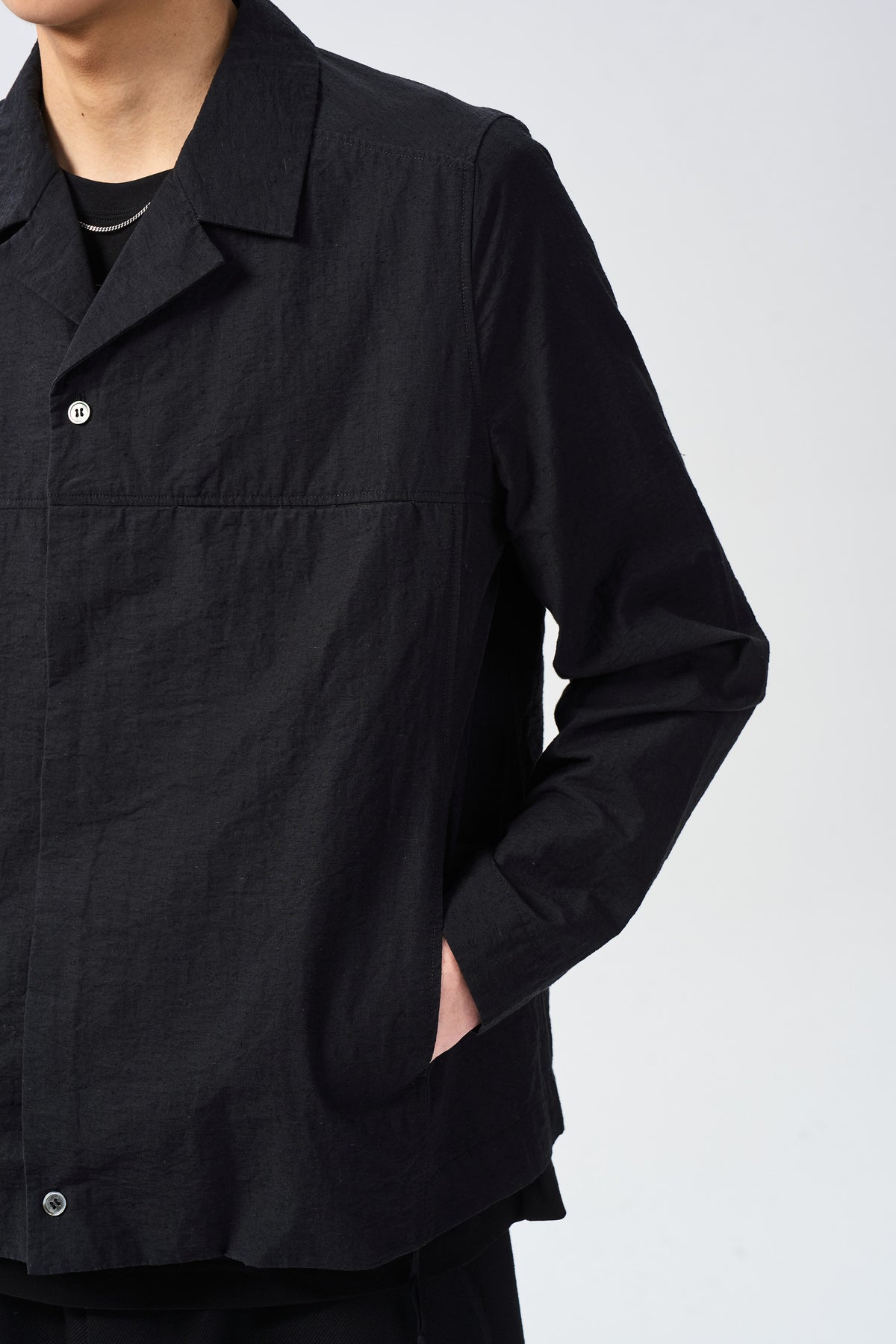 ORNE HIDDEN SHIRT — pocket and sleeve detail — ATTEMPT AW26