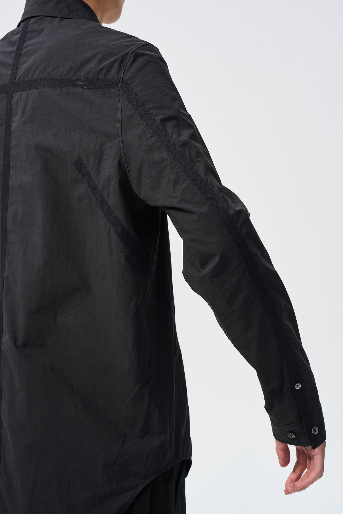 AVEL BOUND SHIRT — bound sleeve seam and cuff detail — ATTEMPT AW26