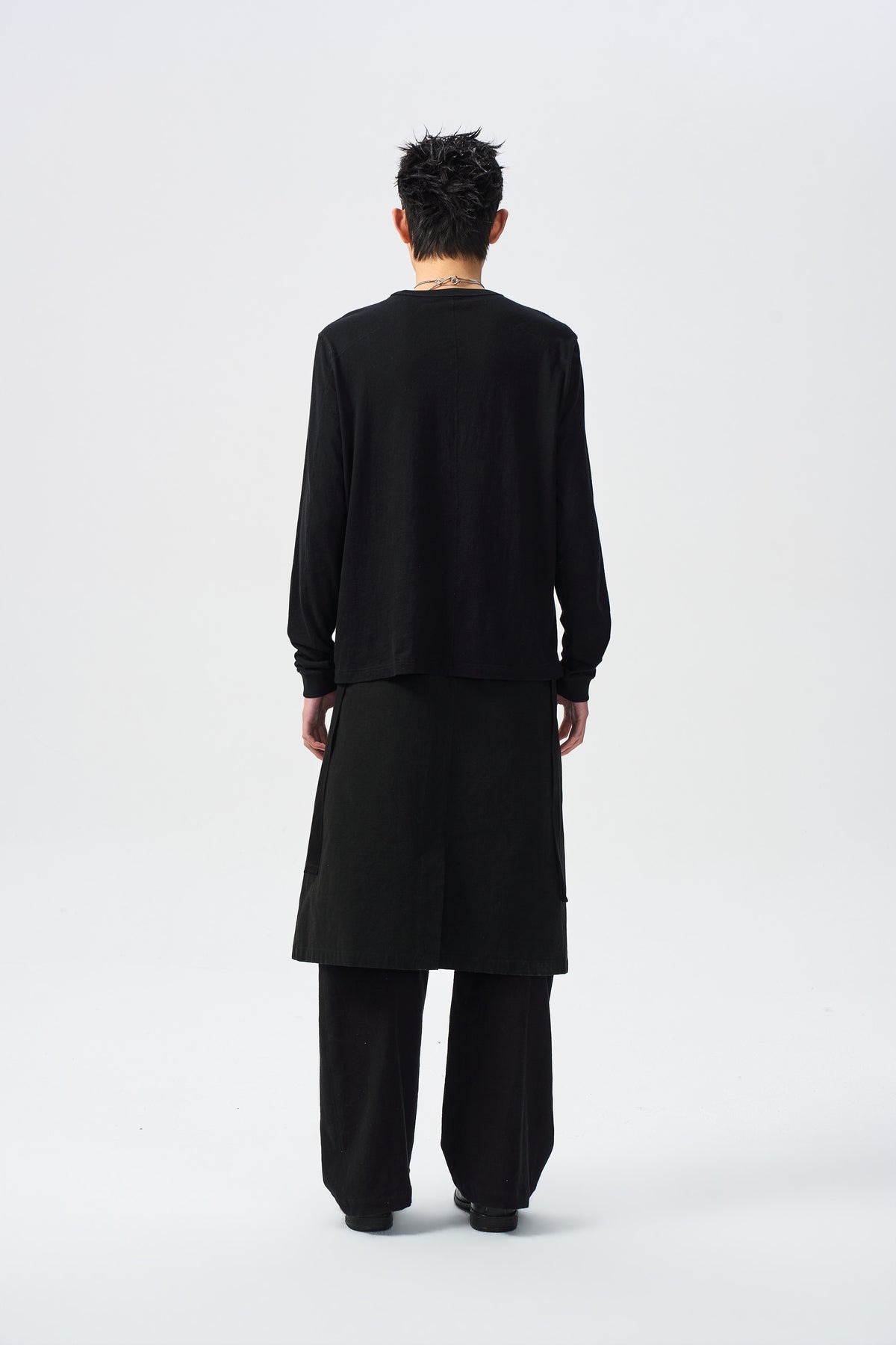 TWIN SEAM LONG SLEEVE — black back full view — ATTEMPT AW26