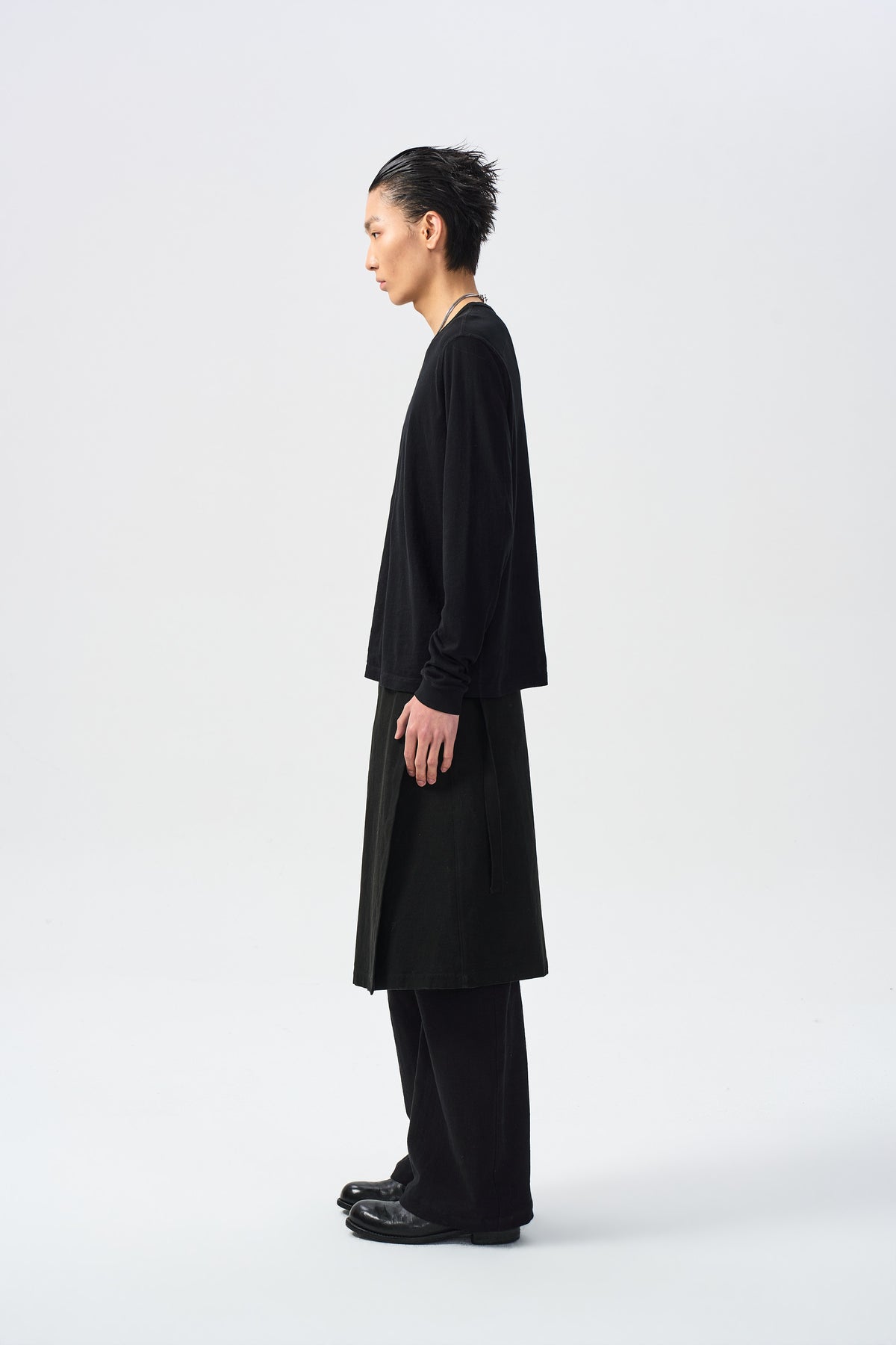 TWIN SEAM LONG SLEEVE — black side full view — ATTEMPT AW26