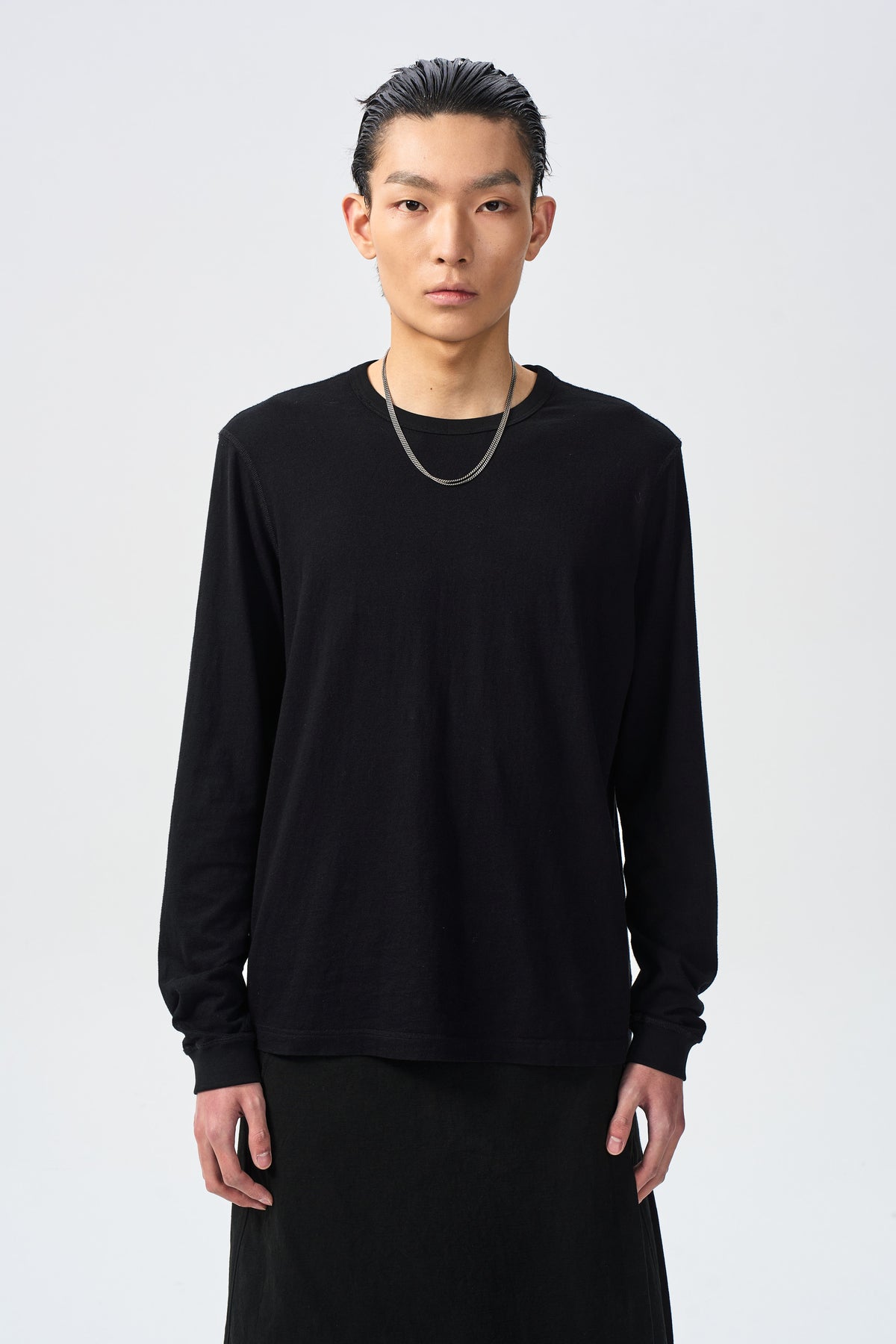 TWIN SEAM LONG SLEEVE — black neckline and cuff detail — ATTEMPT AW26